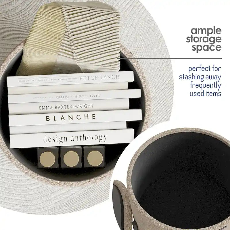 Pouf rond rembourré avec rangement caché pour salon chambre