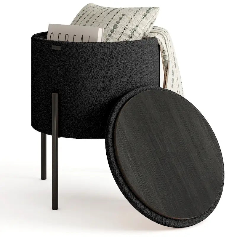 Pouf rond rembourré avec rangement caché pour salon chambre