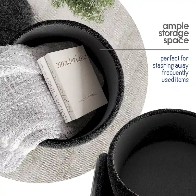 Pouf rond rembourré avec rangement caché pour salon chambre