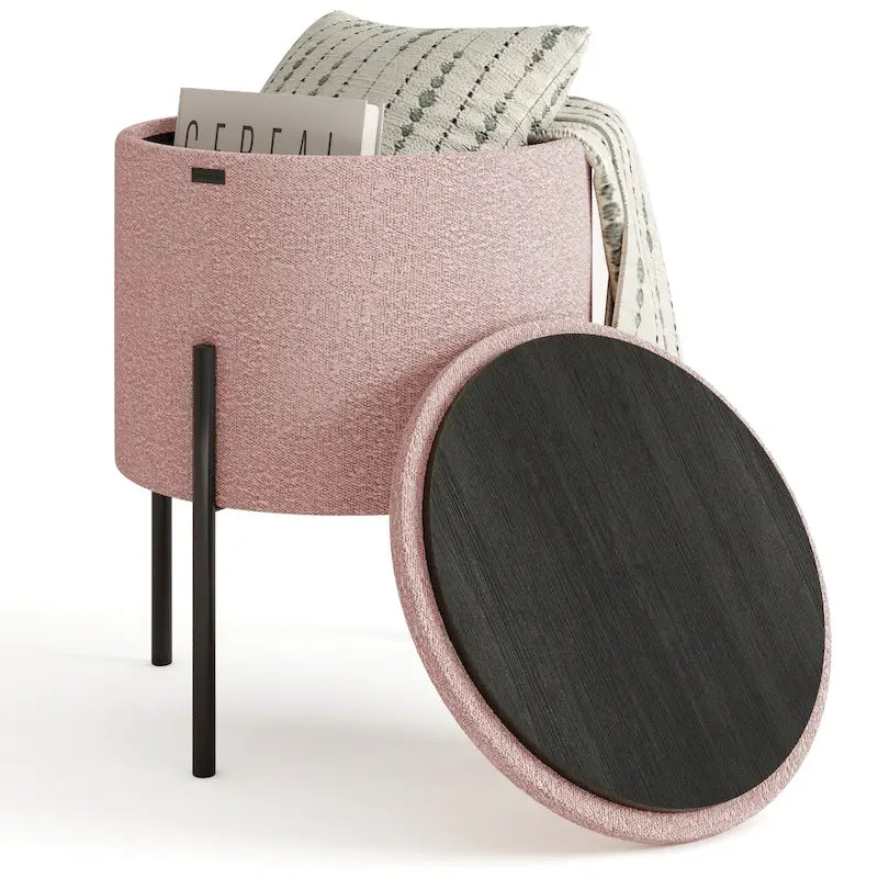 Pouf rond rembourré avec rangement caché pour salon chambre