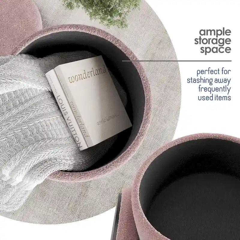 Pouf rond rembourré avec rangement caché pour salon chambre