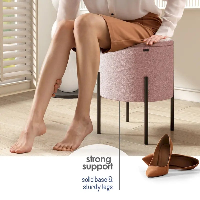 Pouf rond rembourré avec rangement caché pour salon chambre