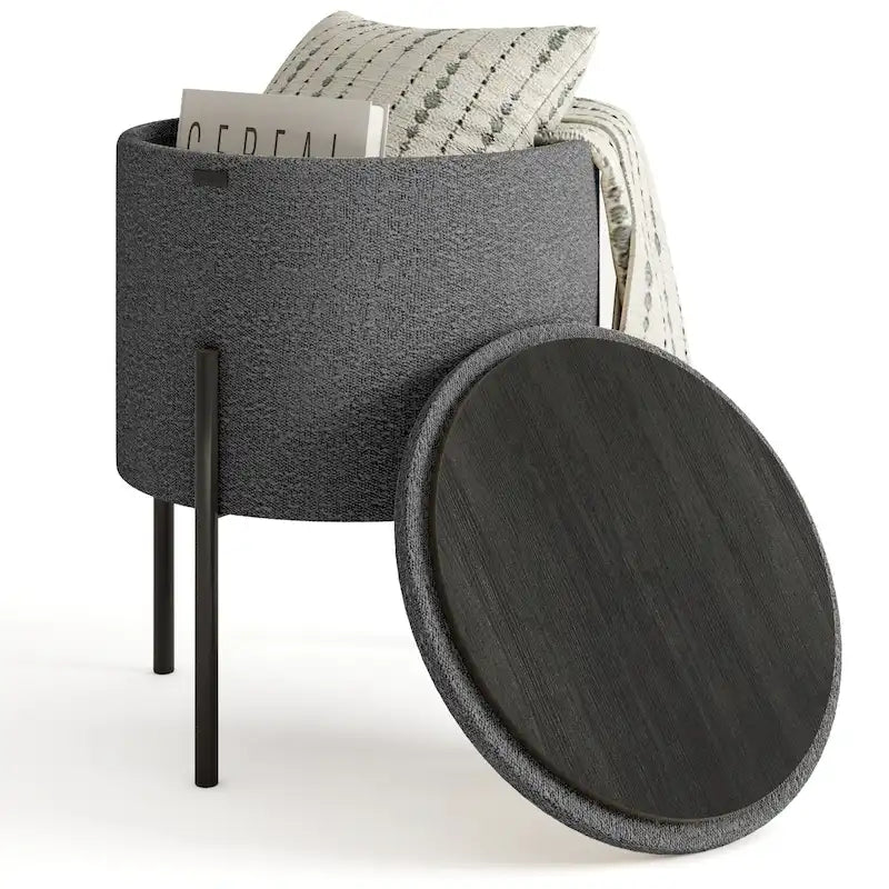 Pouf rond rembourré avec rangement caché pour salon chambre