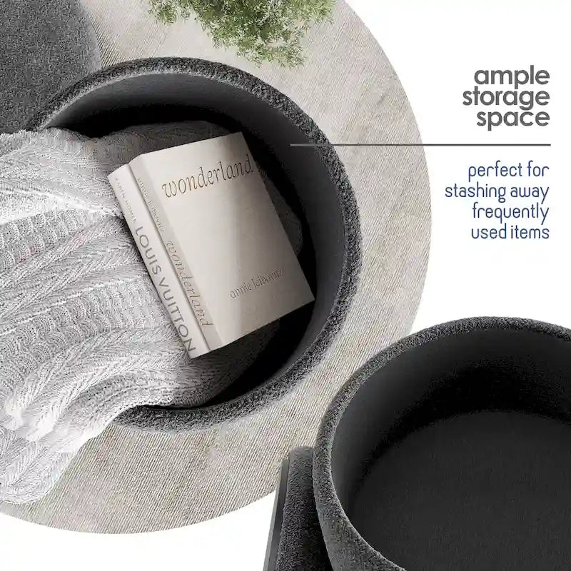 Pouf rond rembourré avec rangement caché pour salon chambre