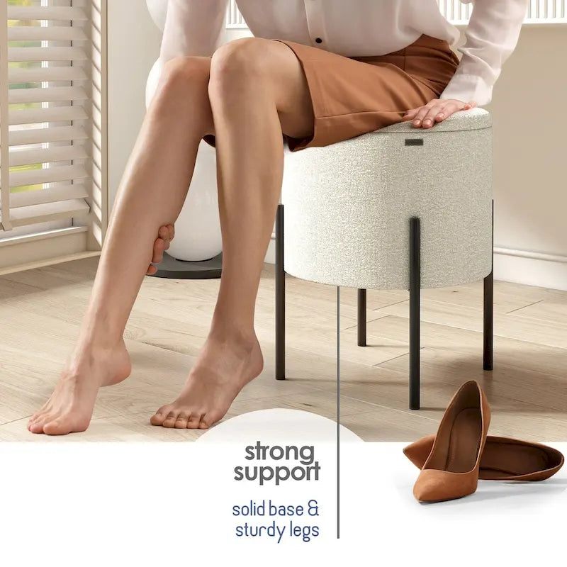 Pouf rond rembourré avec rangement caché pour salon chambre