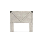 Tête de lit en bois à panneau style ferme, motif croix de Saint-André, gris – Lit double/grand lit