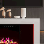 Meuble TV avec cheminée électrique élégante : Fonctionnement télécommandé et chauffage réglable pour plus de confort