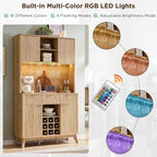 Meuble de bar à vin 72, meuble de bar à café moderne en bois avec lumières LED - N/A