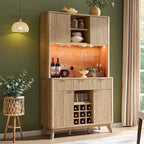 Meuble de bar à vin 72, meuble de bar à café moderne en bois avec lumières LED - N/A