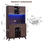 Meuble de bar à vin 72, meuble de bar à café moderne en bois avec lumières LED - N/A