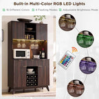 Meuble de bar à vin 72, meuble de bar à café moderne en bois avec lumières LED - N/A