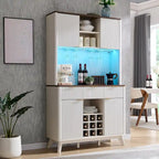Meuble de bar à vin 72, meuble de bar à café moderne en bois avec lumières LED - N/A