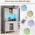 Meuble de bar à vin 72, meuble de bar à café moderne en bois avec lumières LED - N/A