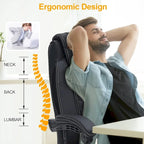 Fauteuil de bureau ergonomique chauffant de direction avec massage 2/4/6 points, repose-pieds rétractable et cuir PU