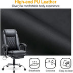 Fauteuil de bureau ergonomique chauffant de direction avec massage 2/4/6 points, repose-pieds rétractable et cuir PU