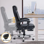 Fauteuil de bureau ergonomique chauffant de direction avec massage 2/4/6 points, repose-pieds rétractable et cuir PU