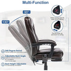Fauteuil de bureau ergonomique chauffant de direction avec massage 2/4/6 points, repose-pieds rétractable et cuir PU