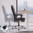 Fauteuil de bureau ergonomique chauffant de direction avec massage 2/4/6 points, repose-pieds rétractable et cuir PU