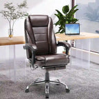 Fauteuil de bureau ergonomique chauffant de direction avec massage 2/4/6 points, repose-pieds rétractable et cuir PU