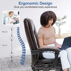 Fauteuil de bureau ergonomique chauffant de direction avec massage 2/4/6 points, repose-pieds rétractable et cuir PU