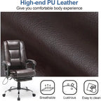 Fauteuil de bureau ergonomique chauffant de direction avec massage 2/4/6 points, repose-pieds rétractable et cuir PU