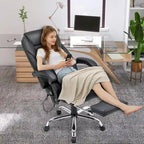 Fauteuil de bureau ergonomique chauffant de direction avec massage 2/4/6 points, repose-pieds rétractable et cuir PU