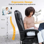 Fauteuil de bureau ergonomique chauffant de direction avec massage 2/4/6 points, repose-pieds rétractable et cuir PU