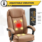 Fauteuil de bureau ergonomique chauffant de direction avec massage 2/4/6 points, repose-pieds rétractable et cuir PU