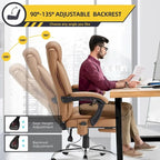 Fauteuil de bureau ergonomique chauffant de direction avec massage 2/4/6 points, repose-pieds rétractable et cuir PU