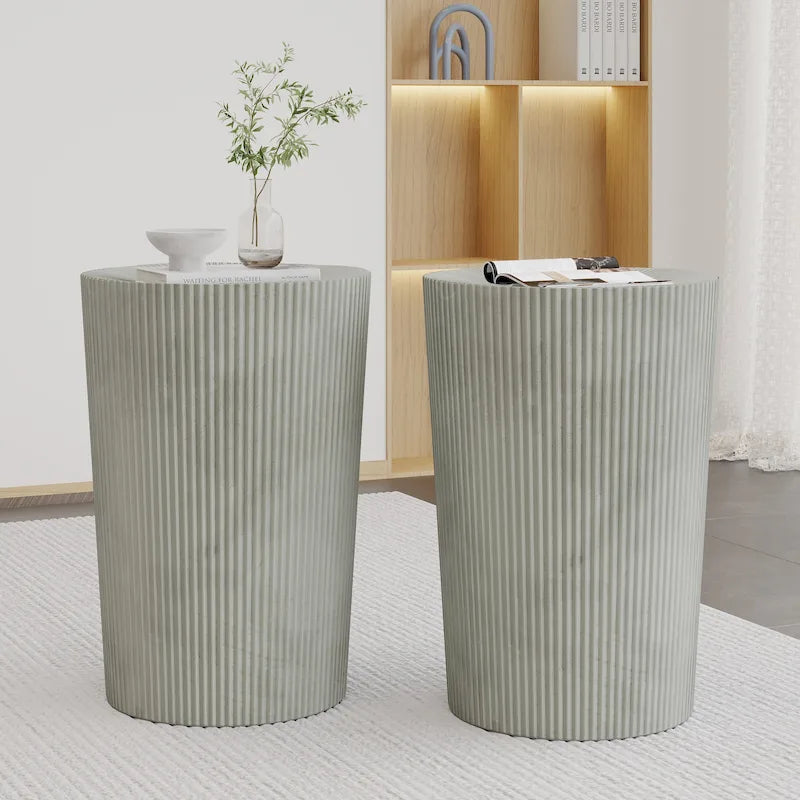 Lot de 2 tables d'appoint rondes Sunburst en fer – Style industriel bohème