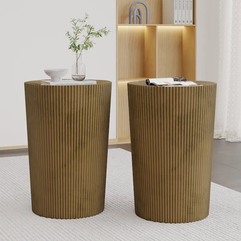 Lot de 2 tables d'appoint rondes Sunburst en fer – Style industriel bohème
