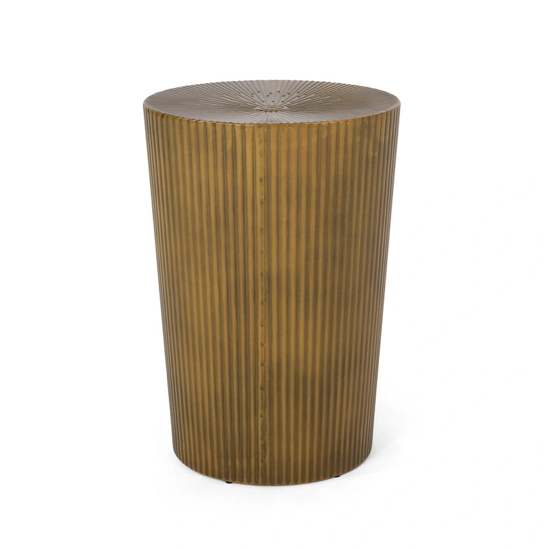 Lot de 2 tables d'appoint rondes Sunburst en fer – Style industriel bohème