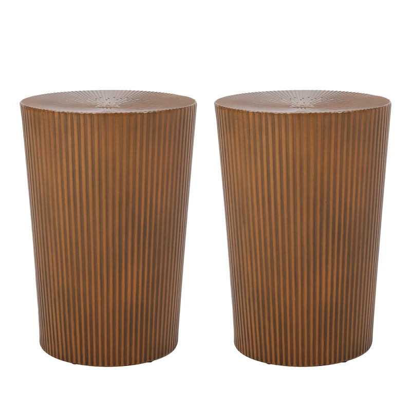 Lot de 2 tables d'appoint rondes Sunburst en fer – Style industriel bohème