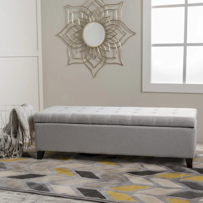 Banc Ottoman de Rangement en Tissu capitonné style Mission pour Salon Chambre à Coucher