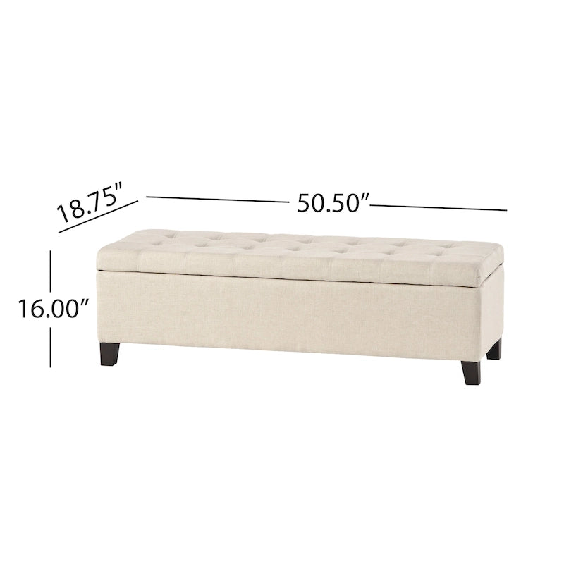 Banc Ottoman de Rangement en Tissu capitonné style Mission pour Salon Chambre à Coucher