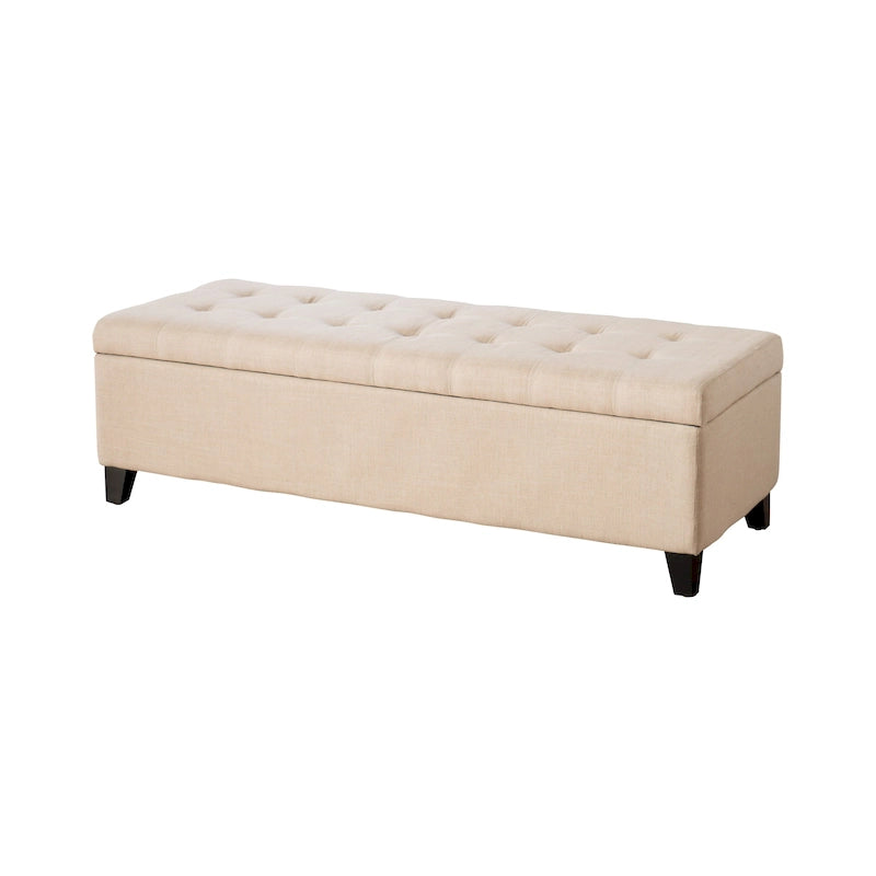 Banc Ottoman de Rangement en Tissu capitonné style Mission pour Salon Chambre à Coucher