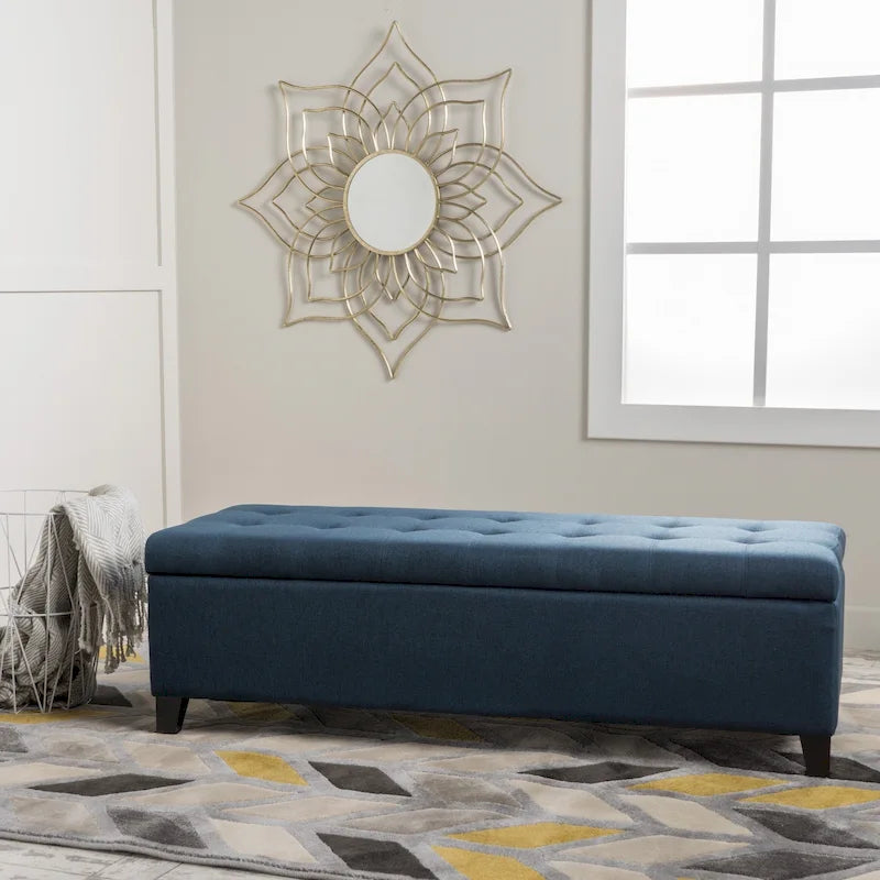 Banc Ottoman de Rangement en Tissu capitonné style Mission pour Salon Chambre à Coucher