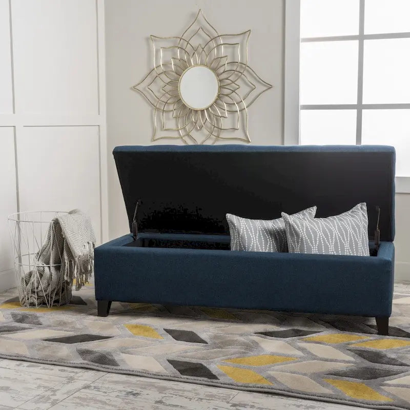 Banc Ottoman de Rangement en Tissu capitonné style Mission pour Salon Chambre à Coucher