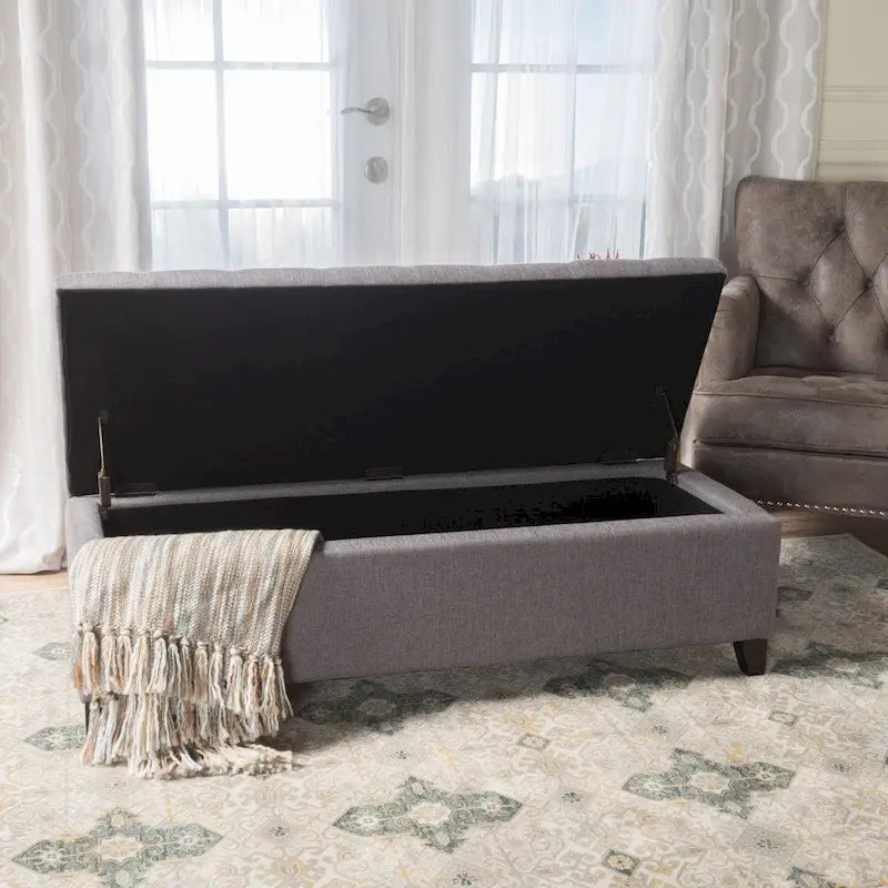Banc Ottoman de Rangement en Tissu capitonné style Mission pour Salon Chambre à Coucher
