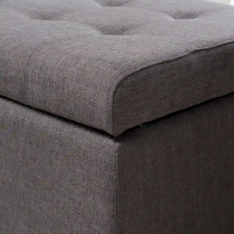 Banc Ottoman de Rangement en Tissu capitonné style Mission pour Salon Chambre à Coucher