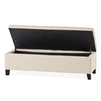 Banc Ottoman de Rangement en Tissu capitonné style Mission pour Salon Chambre à Coucher