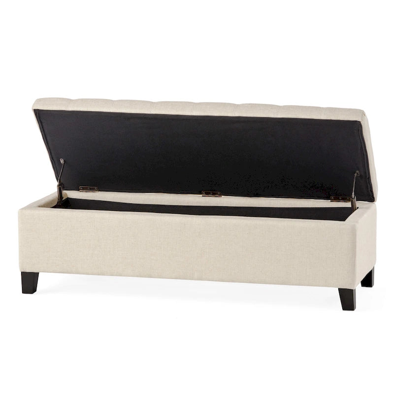 Banc Ottoman de Rangement en Tissu capitonné style Mission pour Salon Chambre à Coucher
