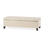 Banc Ottoman de Rangement en Tissu capitonné style Mission pour Salon Chambre à Coucher
