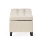 Banc Ottoman de Rangement en Tissu capitonné style Mission pour Salon Chambre à Coucher