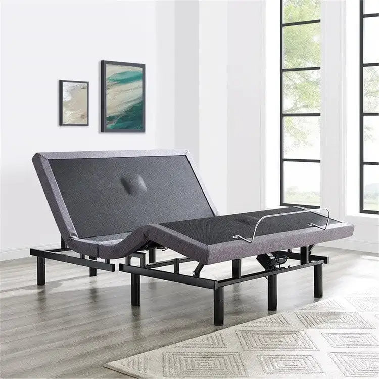 Sommier réglable anti-douleur, électrique avec massage de tête et de pieds inclinable à 3 vitesses, télécommande sans fil, chargeur ports USB