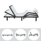 Sommier réglable anti-douleur, électrique avec massage de tête et de pieds inclinable à 3 vitesses, télécommande sans fil, chargeur ports USB