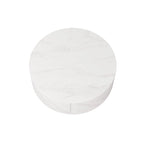 Table basse ronde moderne avec plateau en marbre, base en métal et 2 tiroirs
