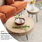 Ensemble de 2 tables basses rustiques avec étagère pour salon