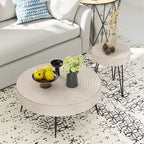 Ensemble de 2 tables basses rustiques avec étagère pour salon