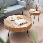 Ensemble de 2 tables basses rustiques avec étagère pour salon